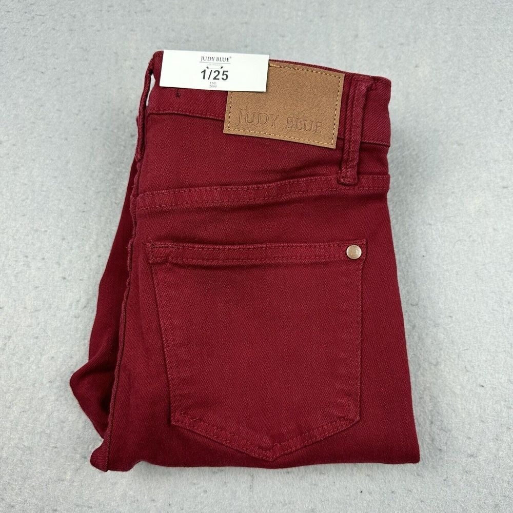 Judy Blue Skinny Jeans Women's 1/25 Scarlett Control Top Red Stretch NWT‎